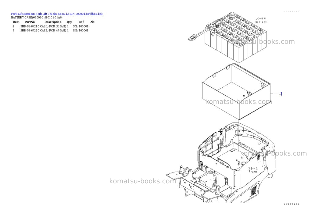 Komatsu FB25-12 S/N 100001-UP Parts catalog cover Page 2 Komatsu FB25-12 S/N 100001-UP Parts catalog cover Page 2