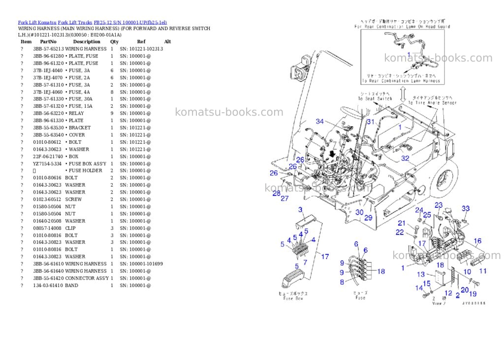 Komatsu FB25-12 S/N 100001-UP Parts catalog cover Page 4 Komatsu FB25-12 S/N 100001-UP Parts catalog cover Page 4