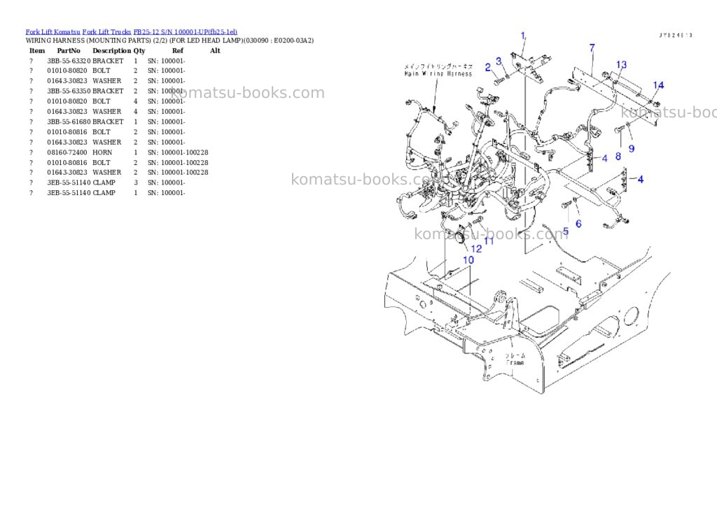 Komatsu FB25-12 S/N 100001-UP Parts catalog cover Page 8 Komatsu FB25-12 S/N 100001-UP Parts catalog cover Page 8