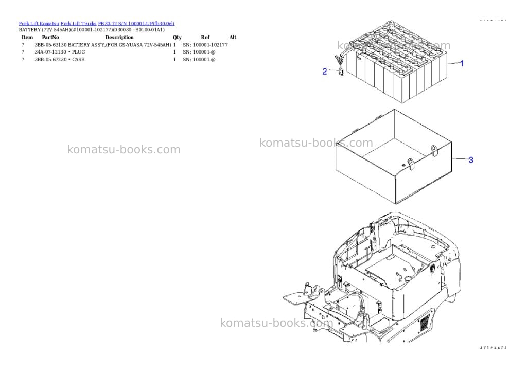 Komatsu FB30-12 S/N 100001-UP Parts catalog cover Page 2 Komatsu FB30-12 S/N 100001-UP Parts catalog cover Page 2