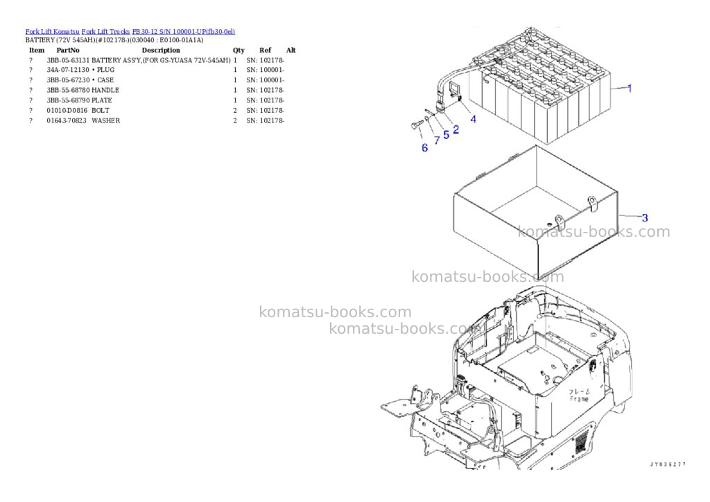 Komatsu FB30-12 S/N 100001-UP Parts catalog cover Page 3 Komatsu FB30-12 S/N 100001-UP Parts catalog cover Page 3