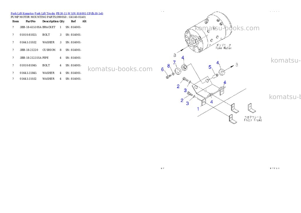 Komatsu FB30-11-W S/N 814001-UP Parts catalog cover Page 7 Komatsu FB30-11-W S/N 814001-UP Parts catalog cover Page 7
