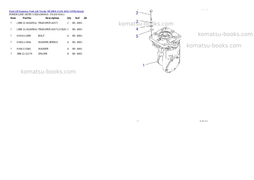 Komatsu fb30rn-4 s/n 4001-up Parts catalog cover Page 3 Komatsu fb30rn-4 s/n 4001-up Parts catalog cover Page 3