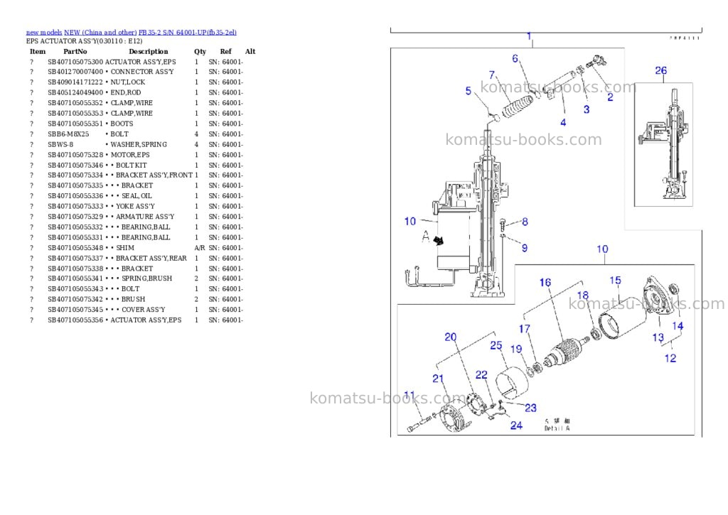 Komatsu fb35-2 s/n 64001-up Parts catalog cover Page 10