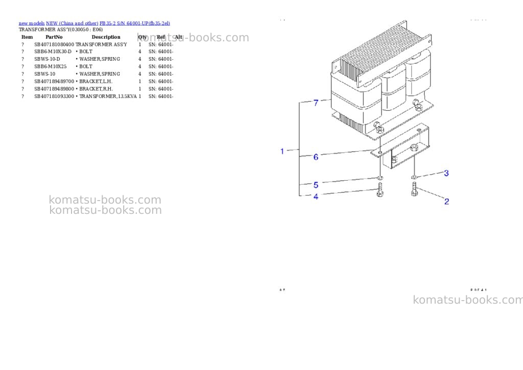 Komatsu fb35-2 s/n 64001-up Parts catalog cover Page 4