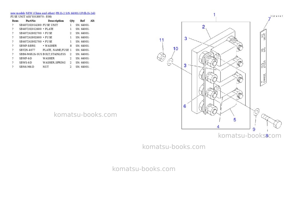 Komatsu fb35-2 s/n 64001-up Parts catalog cover Page 6