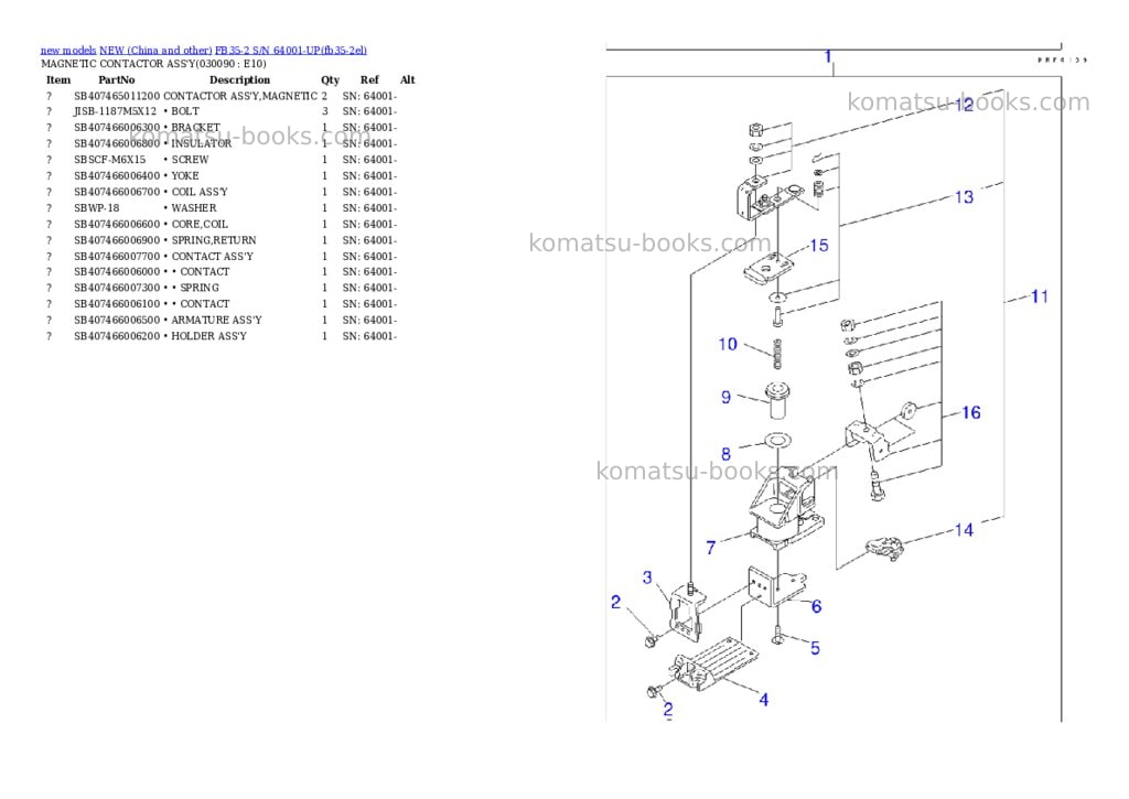 Komatsu fb35-2 s/n 64001-up Parts catalog cover Page 8