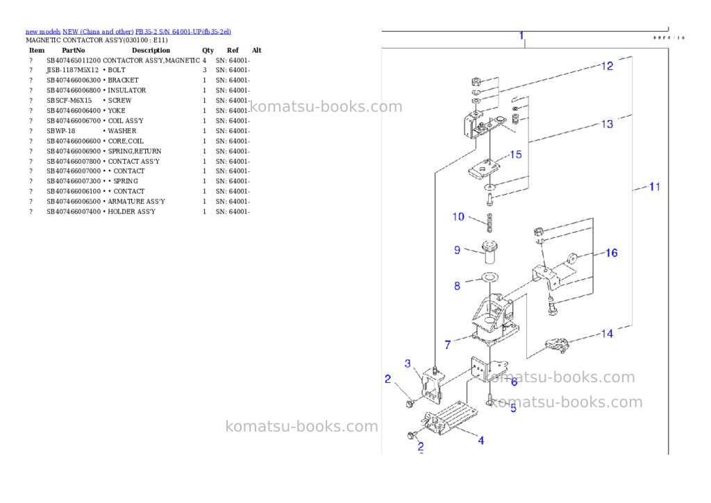 Komatsu fb35-2 s/n 64001-up Parts catalog cover Page 9