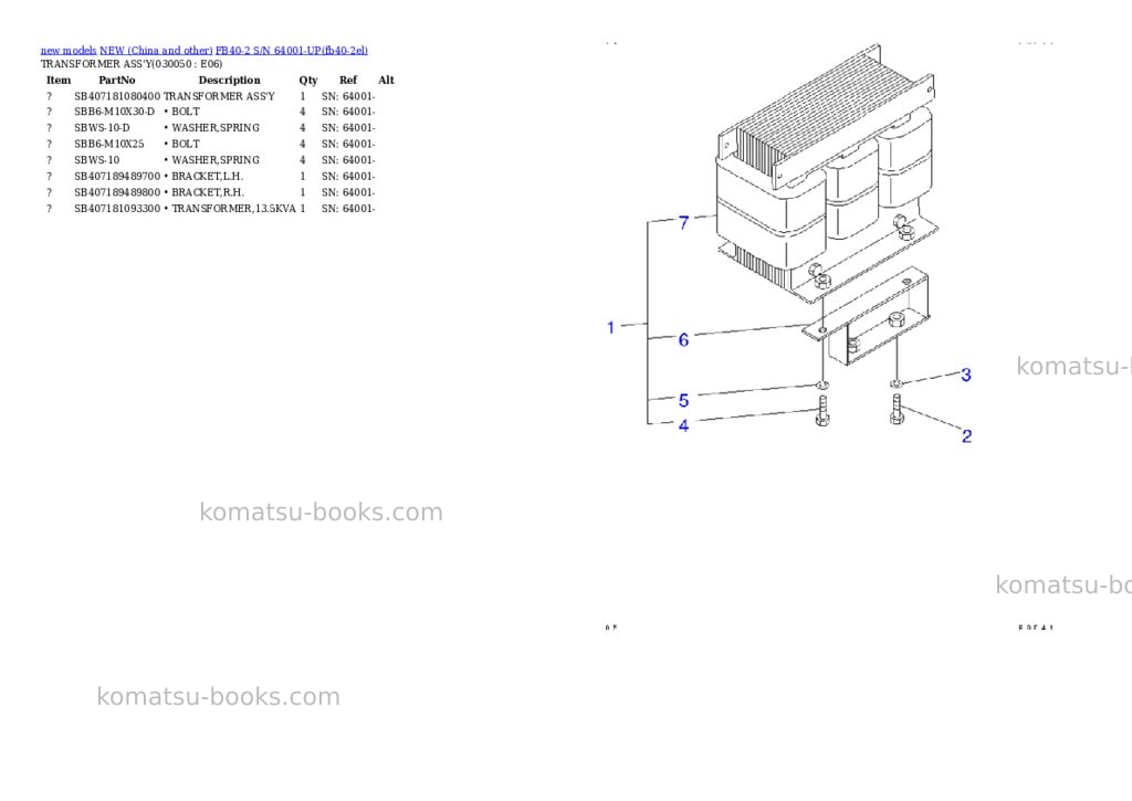 Komatsu fb40-2 s/n 64001-up Parts catalog cover Page 4