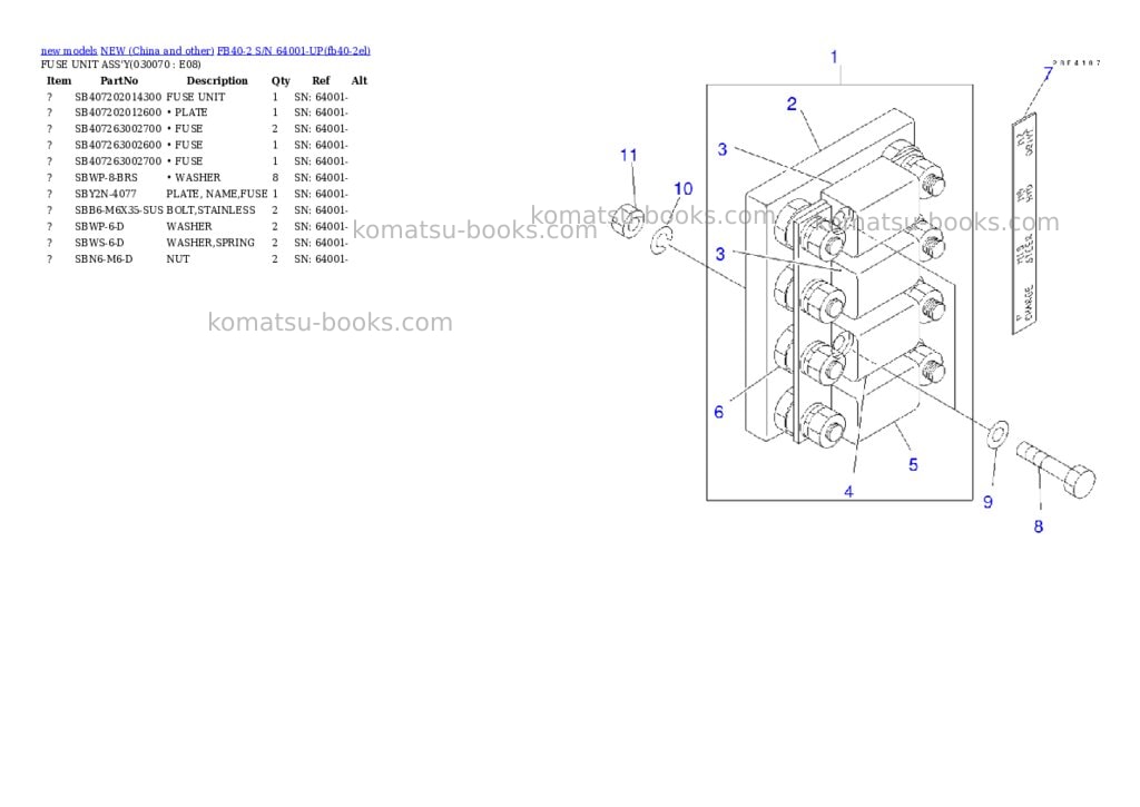 Komatsu fb40-2 s/n 64001-up Parts catalog cover Page 6
