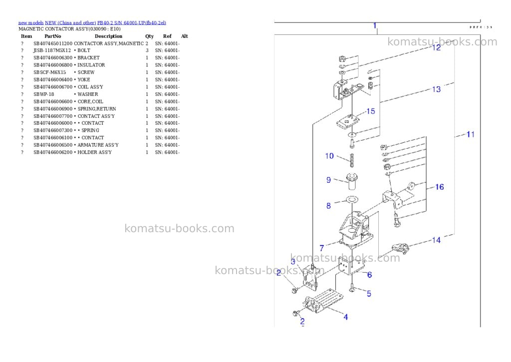 Komatsu fb40-2 s/n 64001-up Parts catalog cover Page 8