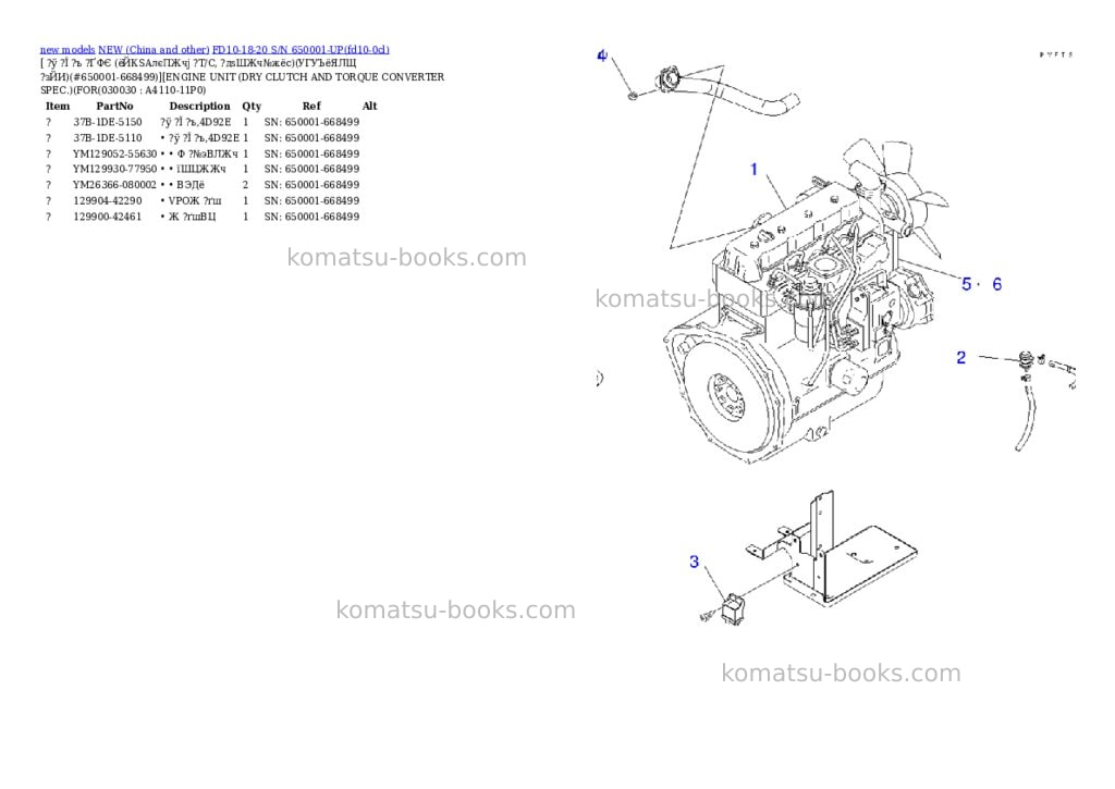 Komatsu fd10-18-20 s/n 650001-up Parts catalog cover Page 2 Komatsu fd10-18-20 s/n 650001-up Parts catalog cover Page 2