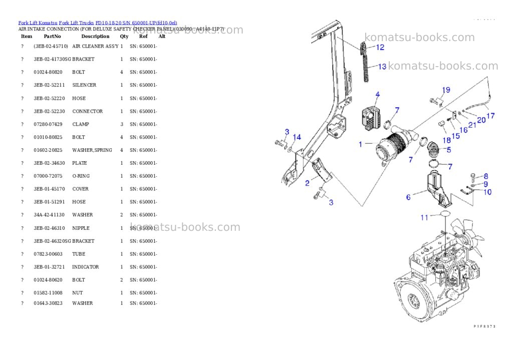 Komatsu FD10-18-20 S/N 650001-UP Parts catalog cover Page 8 Komatsu FD10-18-20 S/N 650001-UP Parts catalog cover Page 8