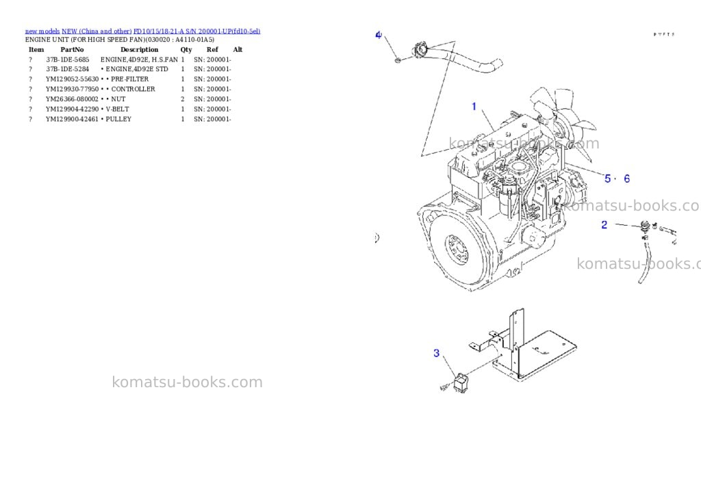 Komatsu FD10/15/18-21-A S/N 200001-UP Parts catalog cover