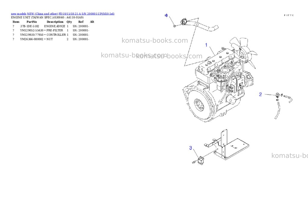 Komatsu FD10/15/18-21-A S/N 200001-UP Parts catalog cover Page 3