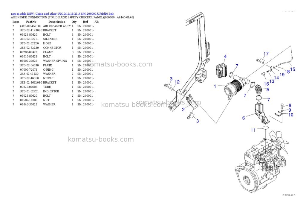 Komatsu FD10/15/18-21-A S/N 200001-UP Parts catalog cover Page 7