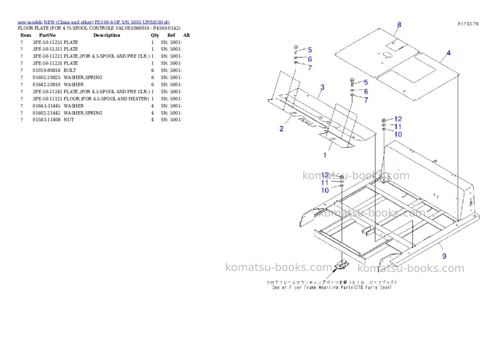Komatsu fd100-6-op s/n 5001-up Parts catalog cover Komatsu fd100-6-op s/n 5001-up Parts catalog cover
