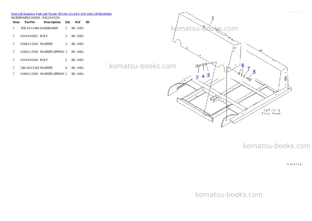 Komatsu fd100-115-6-ec s/n 5001-up Parts catalog cover Page 10