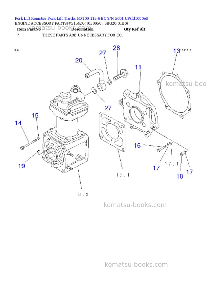 Komatsu fd100-115-6-ec s/n 5001-up Parts catalog cover Page 4