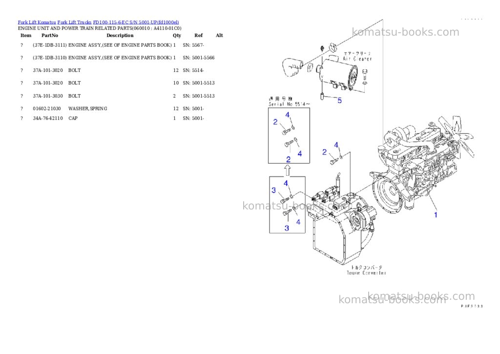 Komatsu fd100-115-6-ec s/n 5001-up Parts catalog cover Page 6