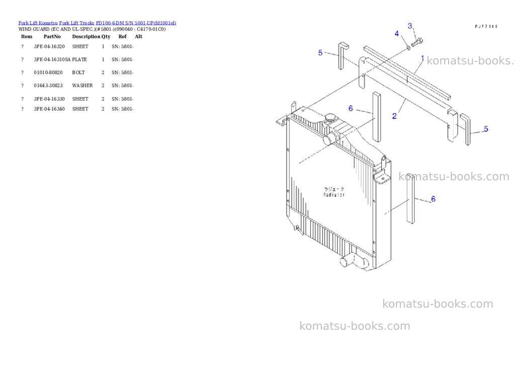 Komatsu fd100-6-dm s/n 5001-up Parts catalog cover Page 10 Komatsu fd100-6-dm s/n 5001-up Parts catalog cover Page 10