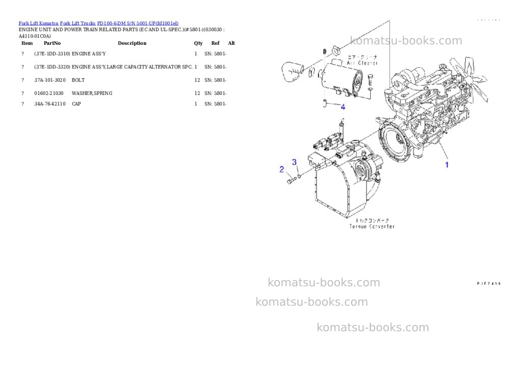 Komatsu fd100-6-dm s/n 5001-up Parts catalog cover Page 2 Komatsu fd100-6-dm s/n 5001-up Parts catalog cover Page 2