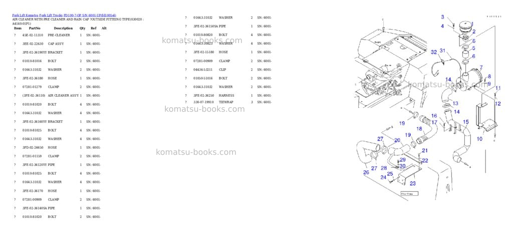 Komatsu fd100-7-op s/n 6001-up Parts catalog cover Komatsu fd100-7-op s/n 6001-up Parts catalog cover