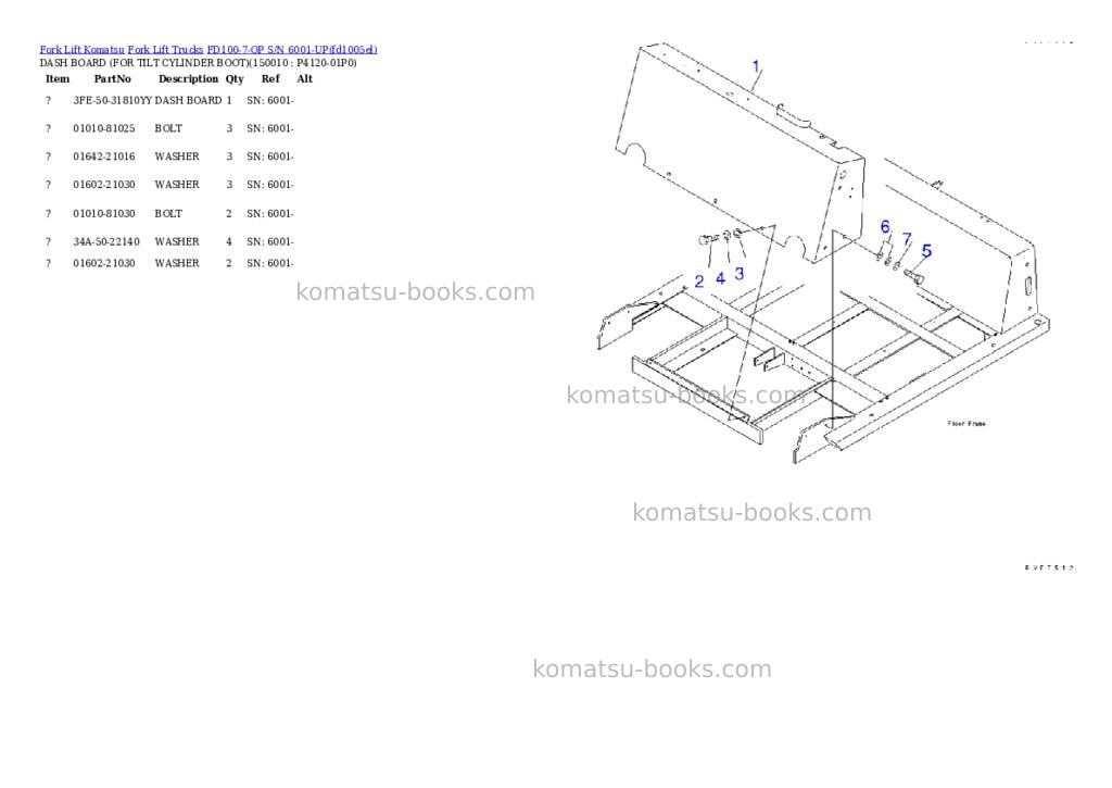Komatsu fd100-7-op s/n 6001-up Parts catalog cover Page 10 Komatsu fd100-7-op s/n 6001-up Parts catalog cover Page 10