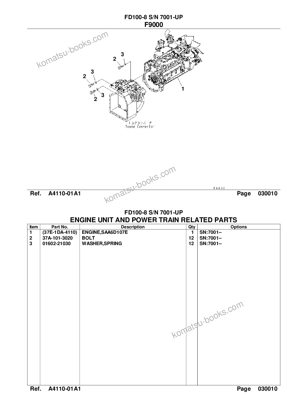 Komatsu fd100-8 s/n 7001-up Parts catalog cover Page 3