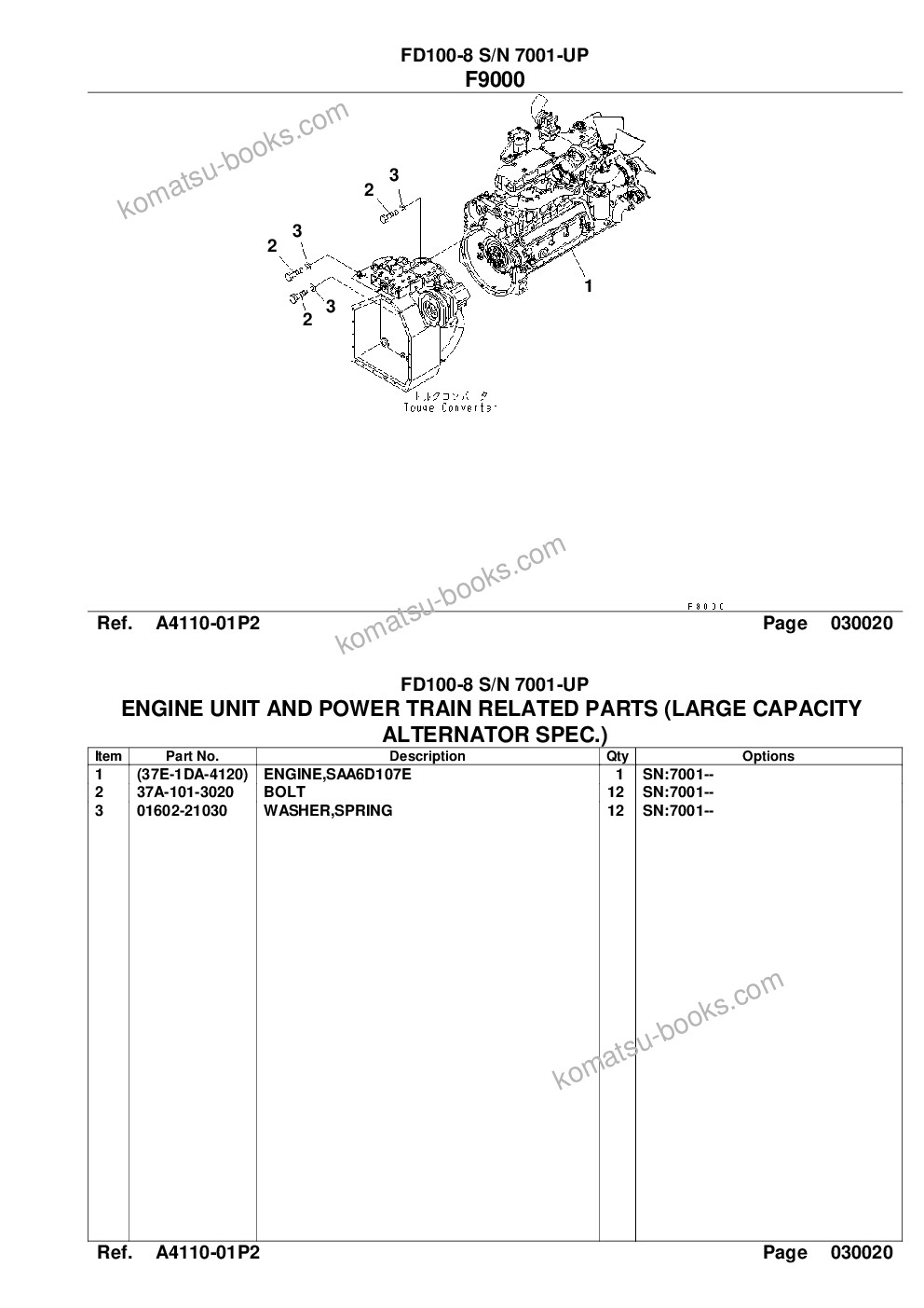Komatsu fd100-8 s/n 7001-up Parts catalog cover Page 4