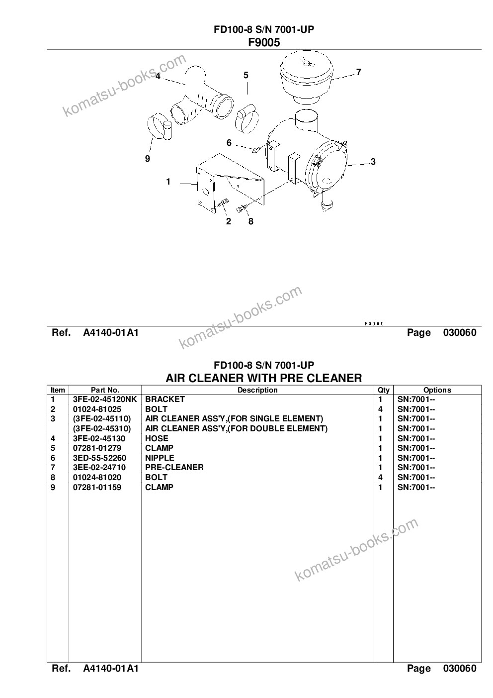 Komatsu fd100-8 s/n 7001-up Parts catalog cover Page 8