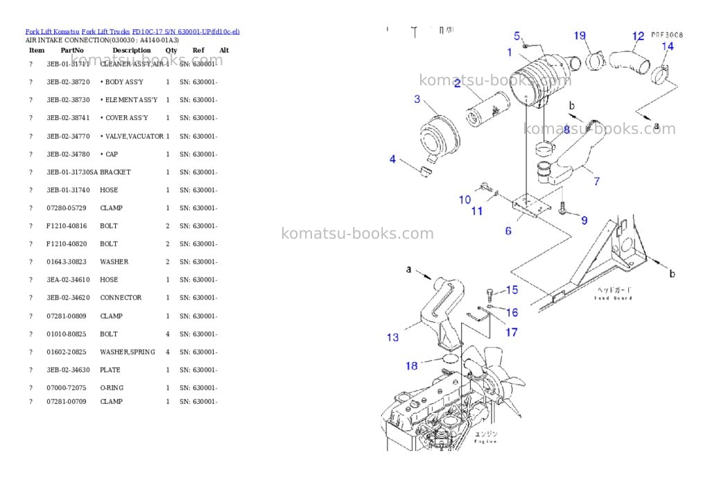 Komatsu fd10c-17 s/n 630001-up Parts catalog cover Page 2