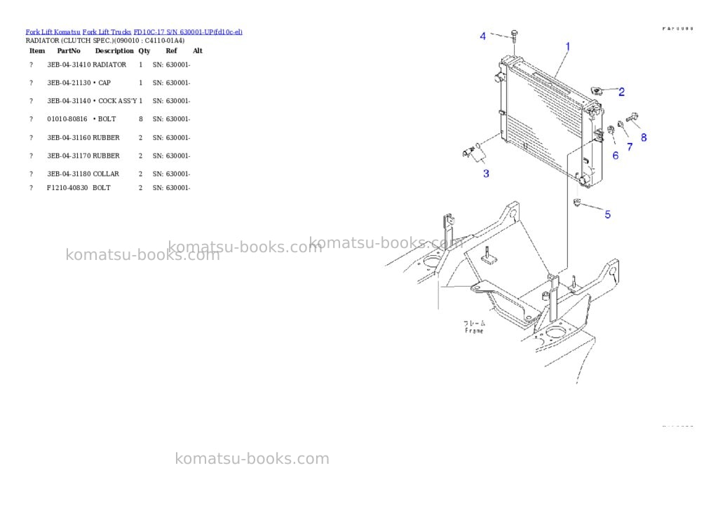 Komatsu fd10c-17 s/n 630001-up Parts catalog cover Page 4