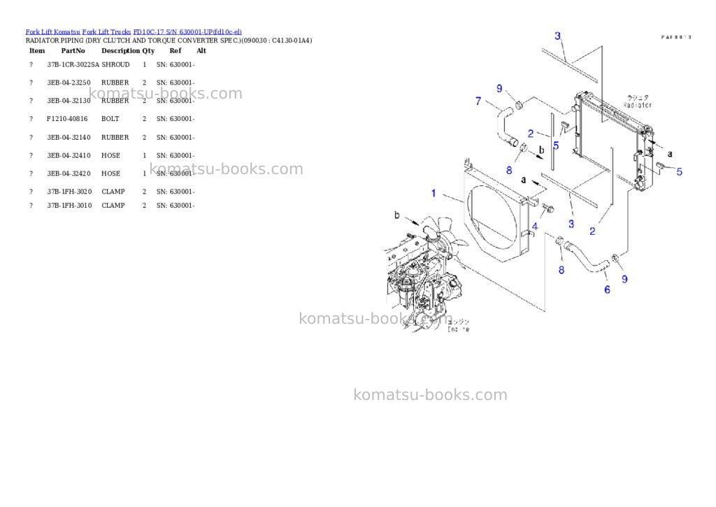 Komatsu fd10c-17 s/n 630001-up Parts catalog cover Page 6