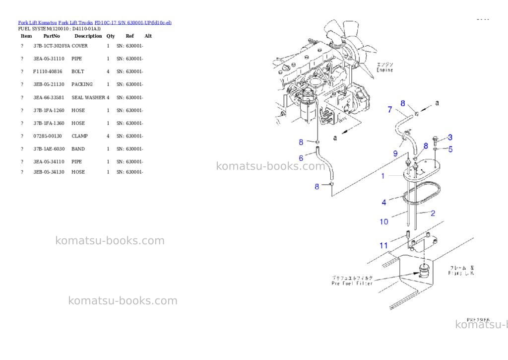 Komatsu fd10c-17 s/n 630001-up Parts catalog cover Page 9