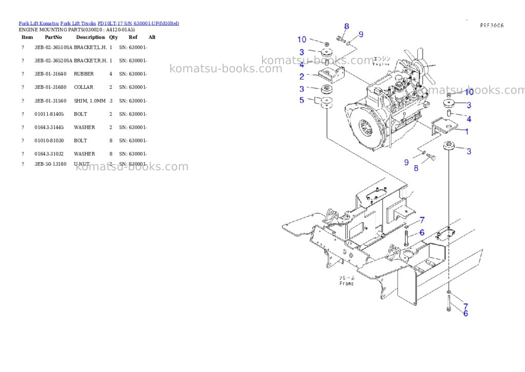 Komatsu fd10lt-17 s/n 630001-up Parts catalog cover Komatsu fd10lt-17 s/n 630001-up Parts catalog cover