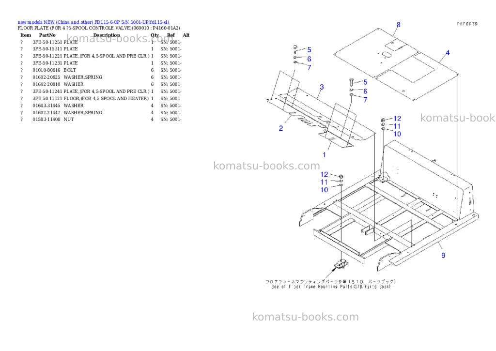 Komatsu fd115-6-op s/n 5001-up Parts catalog cover