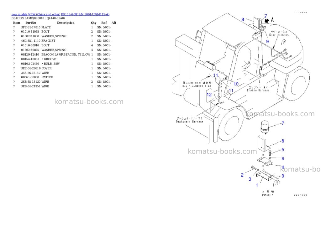 Komatsu fd115-6-op s/n 5001-up Parts catalog cover Page 2
