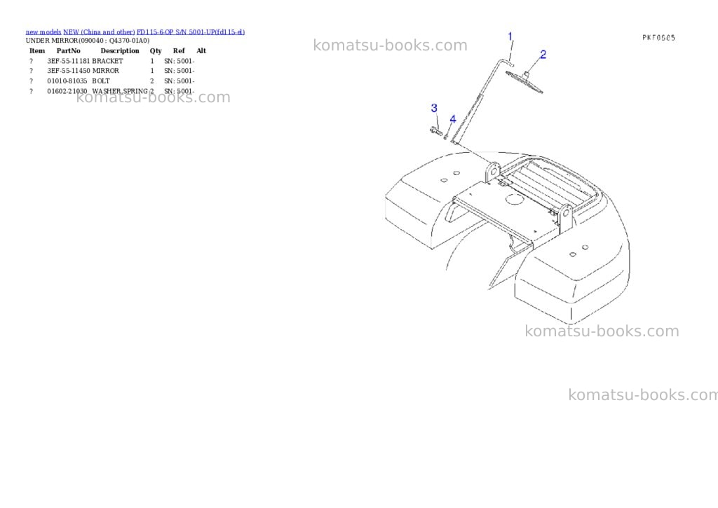 Komatsu fd115-6-op s/n 5001-up Parts catalog cover Page 5