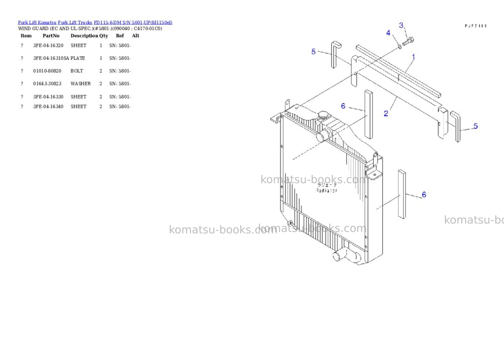 Komatsu fd115-6-dm s/n 5001-up Parts catalog cover Page 10 Komatsu fd115-6-dm s/n 5001-up Parts catalog cover Page 10