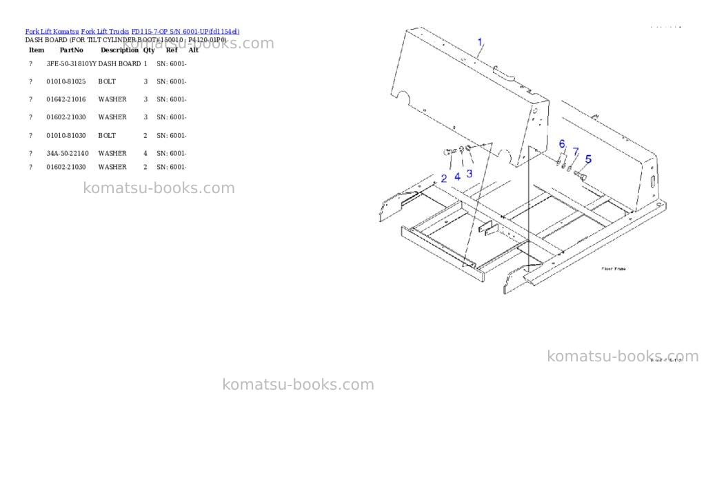 Komatsu fd115-7-op s/n 6001-up Parts catalog cover Page 10