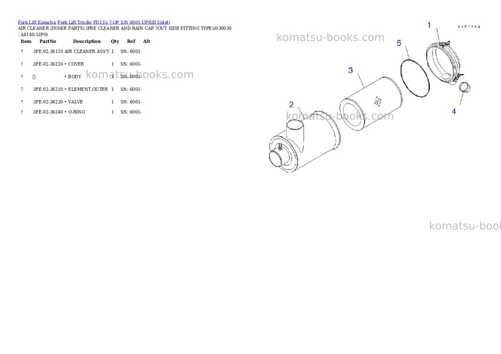 Komatsu fd115-7-op s/n 6001-up Parts catalog cover Page 2