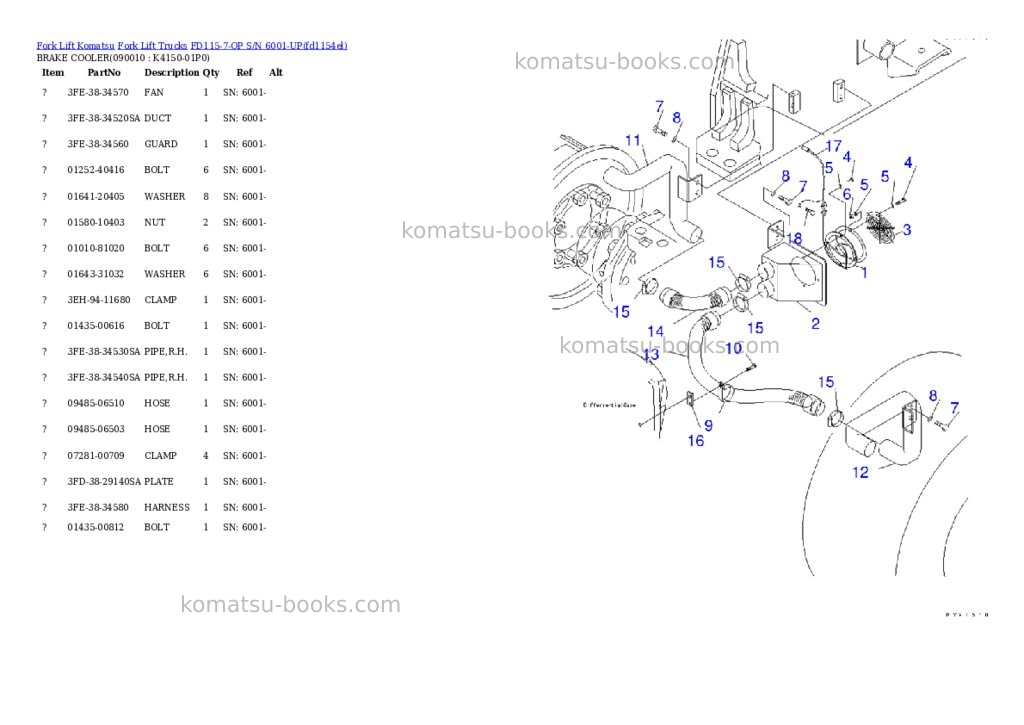 Komatsu fd115-7-op s/n 6001-up Parts catalog cover Page 6