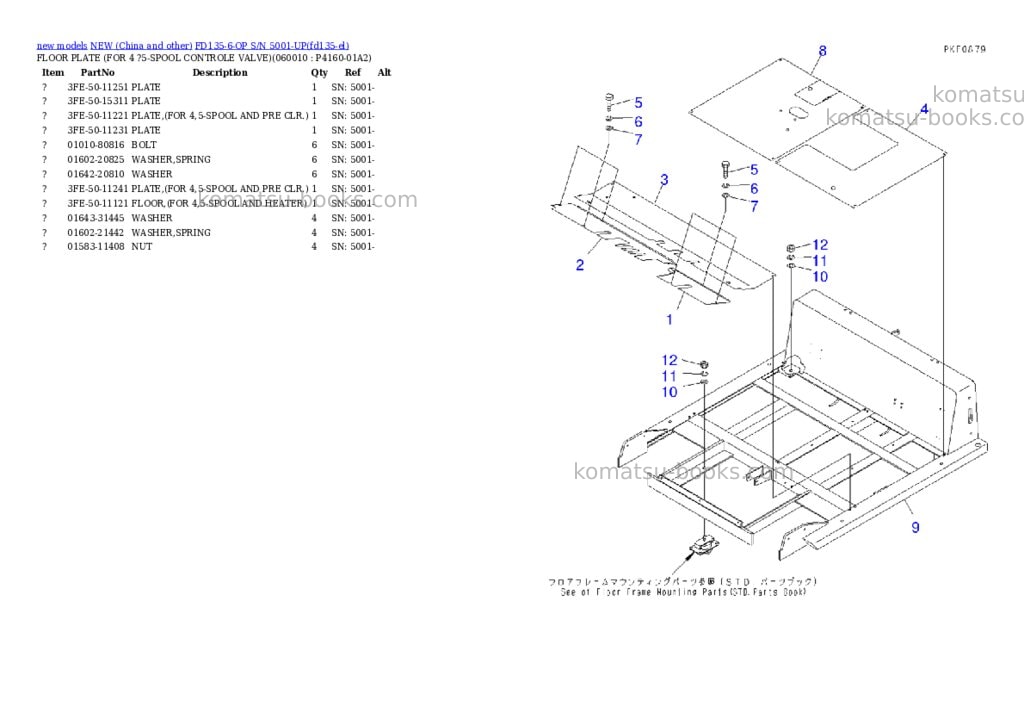 Komatsu FD135-6-OP S/N 5001-UP Parts catalog cover Komatsu FD135-6-OP S/N 5001-UP Parts catalog cover