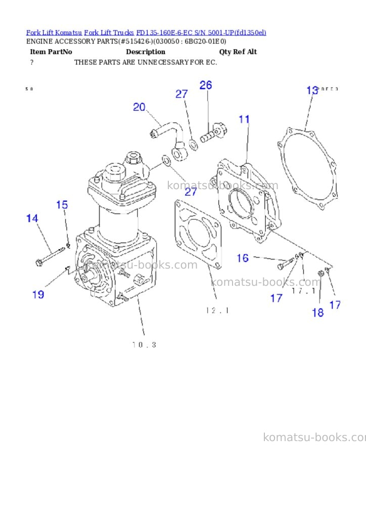 Komatsu fd135-160e-6-ec s/n 5001-up Parts catalog cover Page 4 Komatsu fd135-160e-6-ec s/n 5001-up Parts catalog cover Page 4
