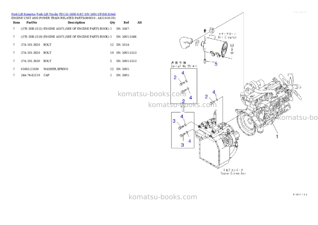 Komatsu fd135-160e-6-ec s/n 5001-up Parts catalog cover Page 6 Komatsu fd135-160e-6-ec s/n 5001-up Parts catalog cover Page 6