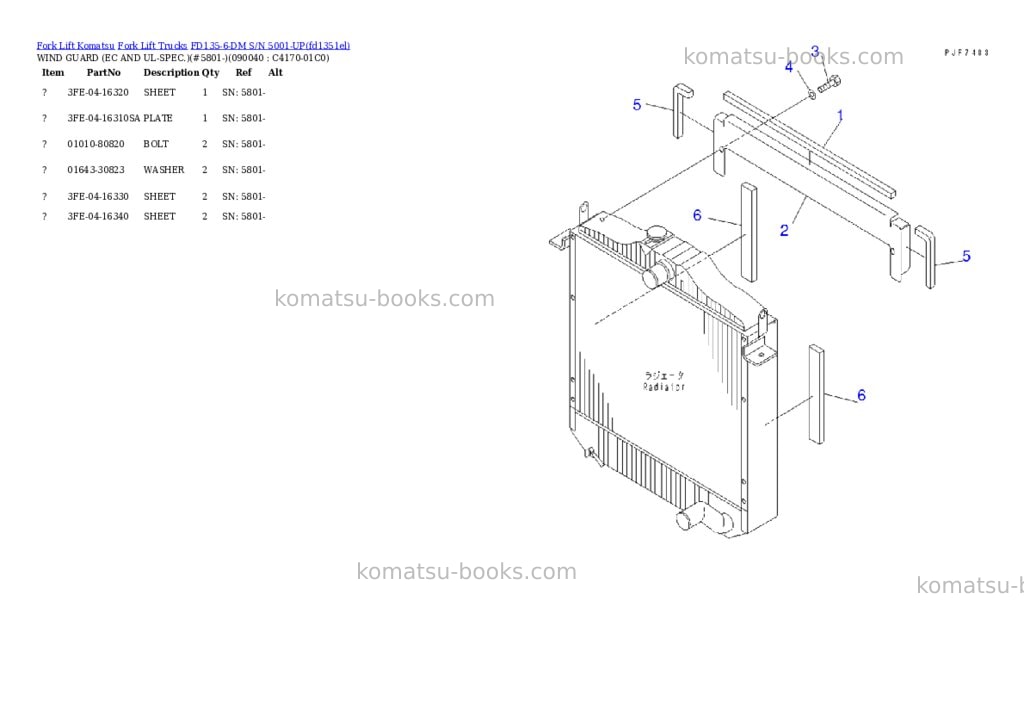 Komatsu fd135-6-dm s/n 5001-up Parts catalog cover Page 10