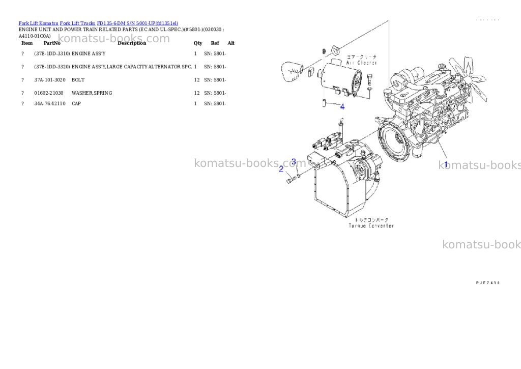 Komatsu fd135-6-dm s/n 5001-up Parts catalog cover Page 2