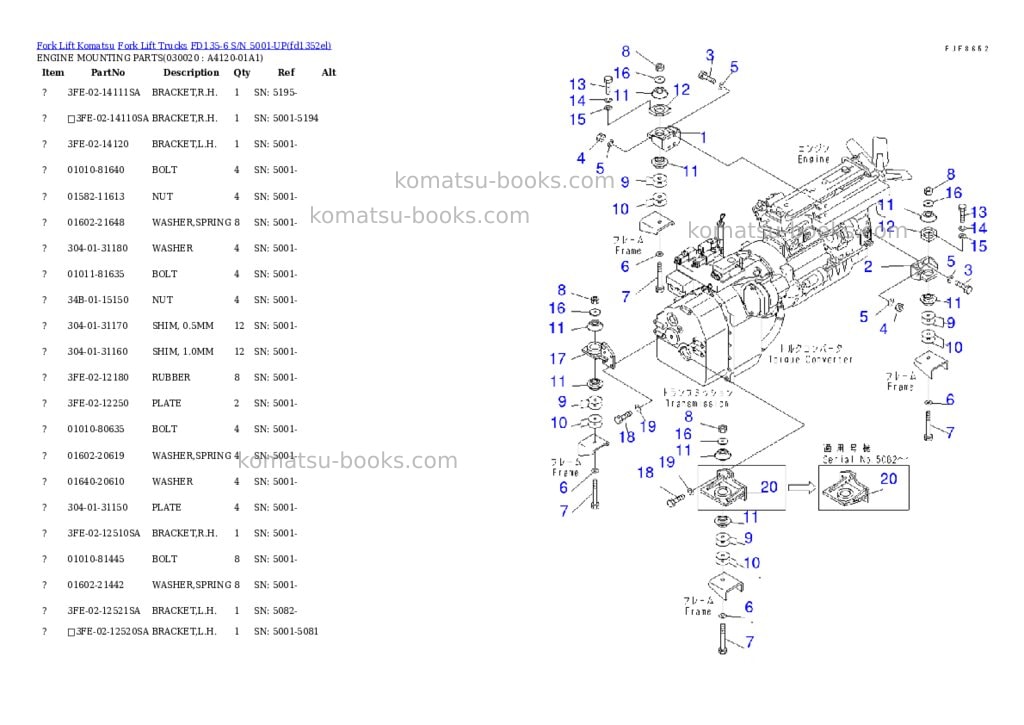 Komatsu fd135-6 s/n 5001-up Parts catalog cover Komatsu fd135-6 s/n 5001-up Parts catalog cover