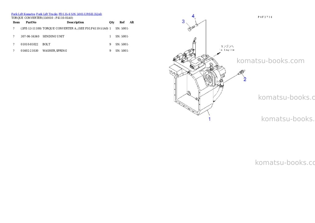 Komatsu fd135-6 s/n 5001-up Parts catalog cover Page 8 Komatsu fd135-6 s/n 5001-up Parts catalog cover Page 8